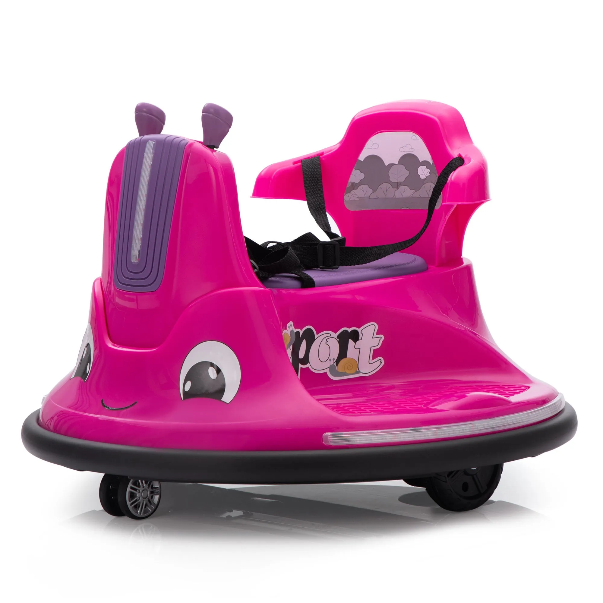 12V Snail-Shaped Kids Electric Bumper Car with Remote Control, Ride On Car with LED Lights, Music, 360 Degree Rotate, Toddler Race Toys, 3-8 Years Old