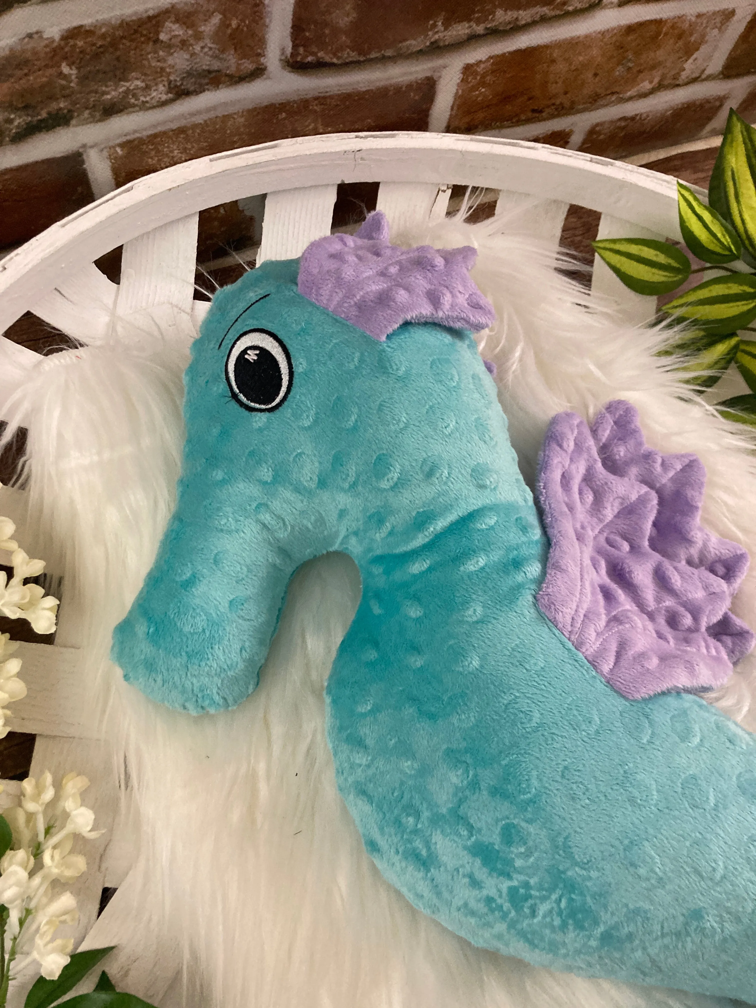 2lbs -8lbs Weighted  Sea Horse Stuffed Minky Animal Plushie Lap Pad -for Comfort, Special Needs, Sleep, Anxiety and Stress Relief - Custom Made