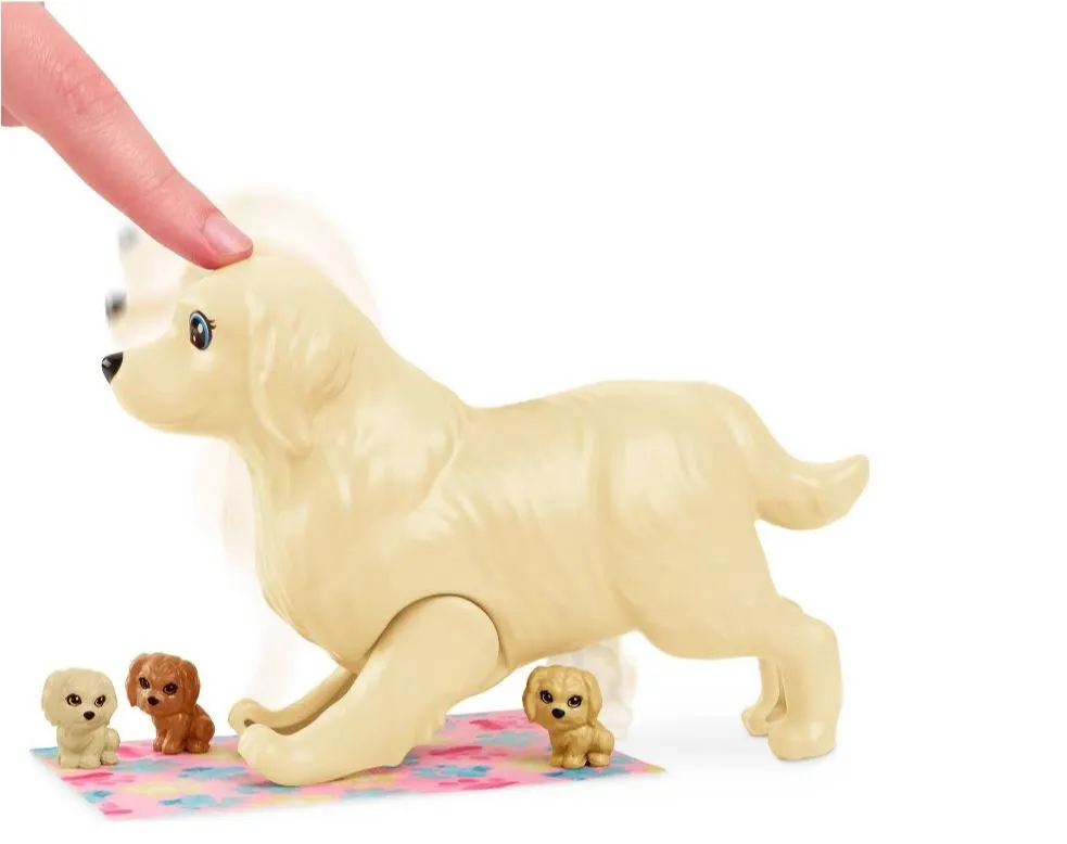 Barbie And Newborn Pups Playset With Brunette Doll