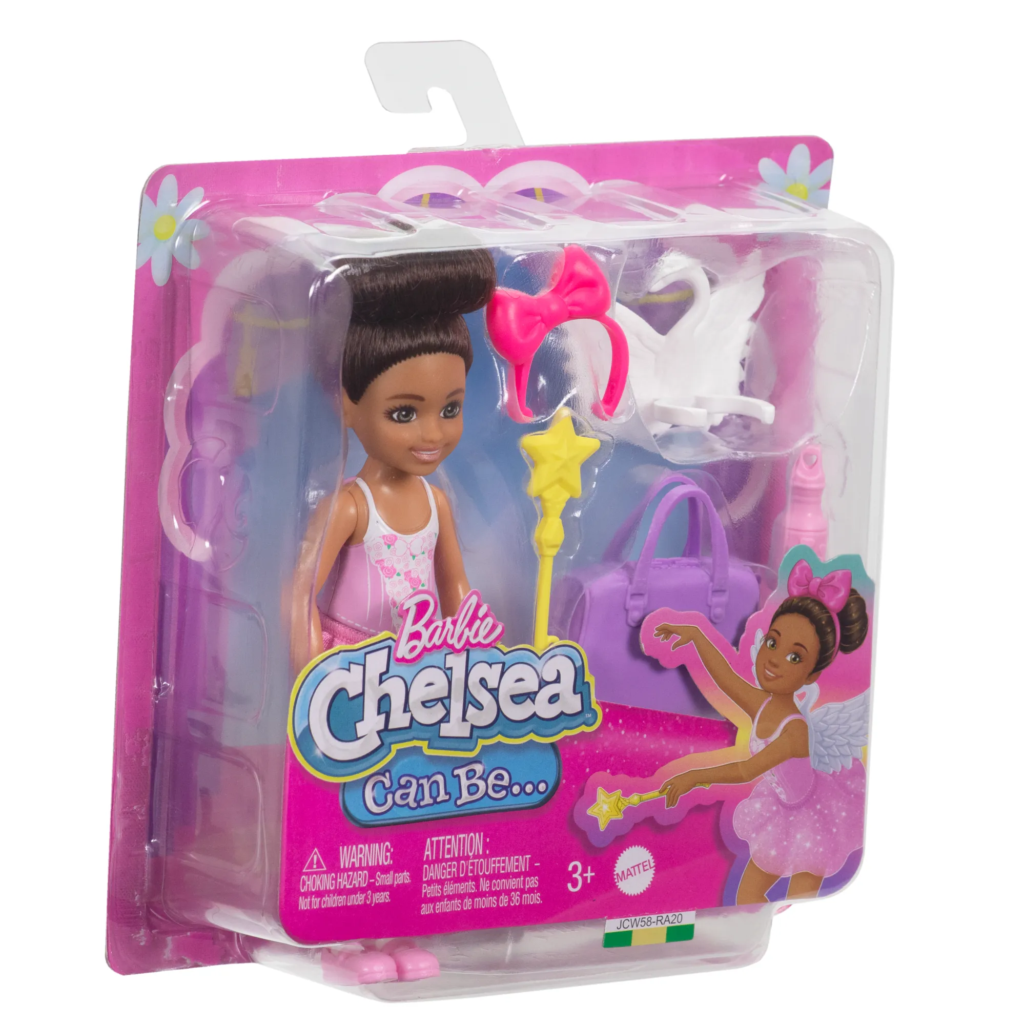 Barbie Chelsea Ballerina Doll & Accessories Set, Career-Themed Brunette Small Doll