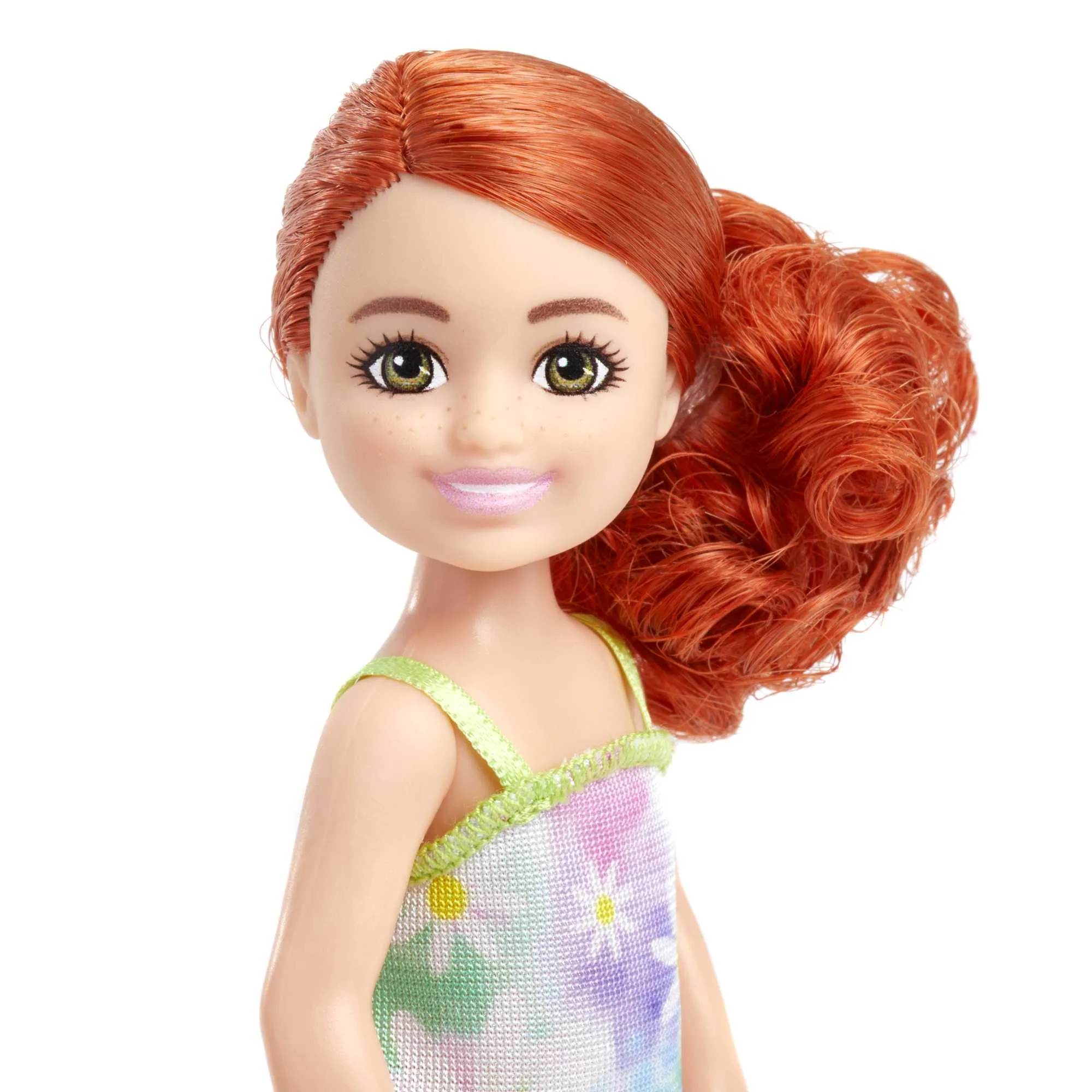 Barbie Chelsea Doll, Small Doll Wearing Removable Floral Dress With Red Hair & Green Eyes