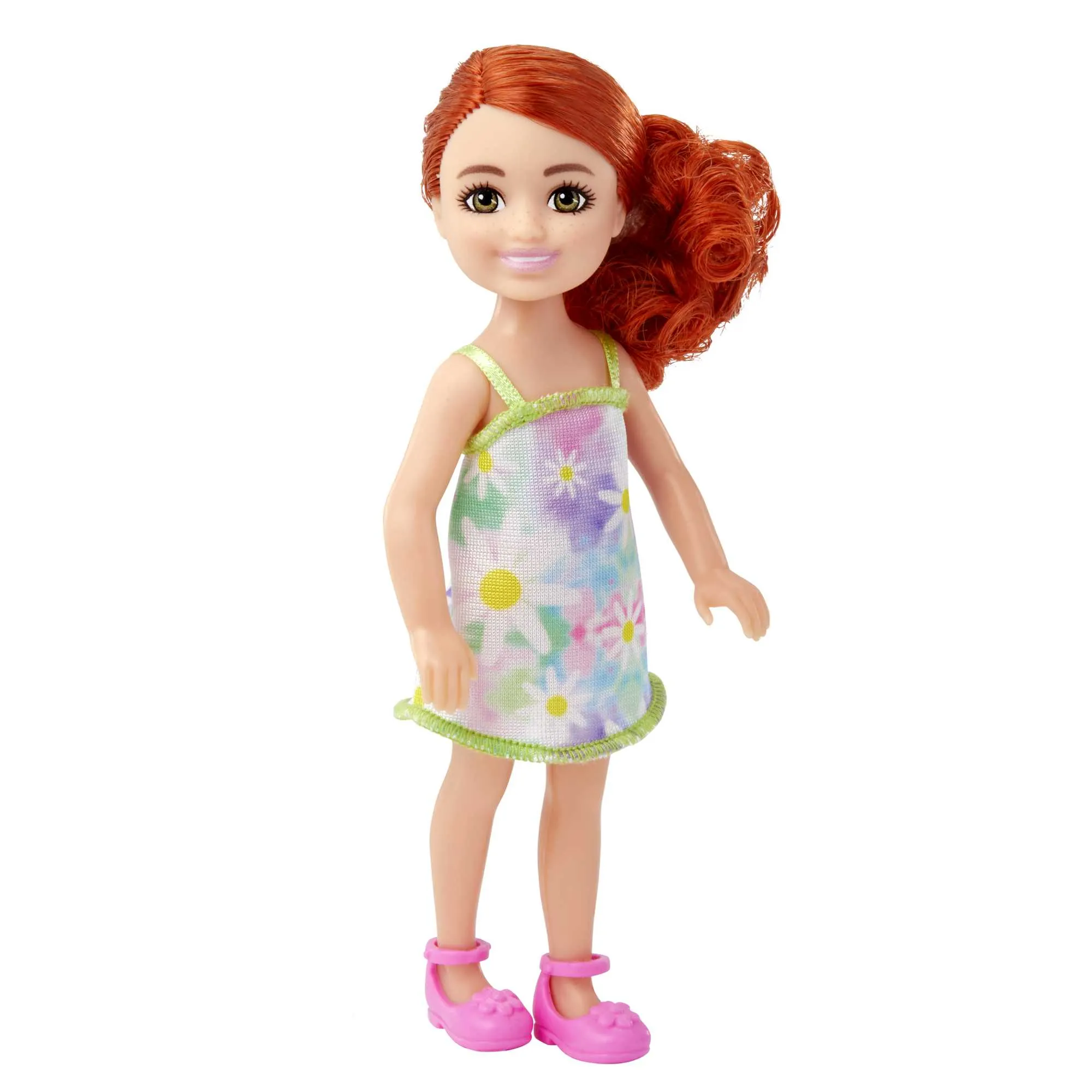 Barbie Chelsea Doll, Small Doll Wearing Removable Floral Dress With Red Hair & Green Eyes