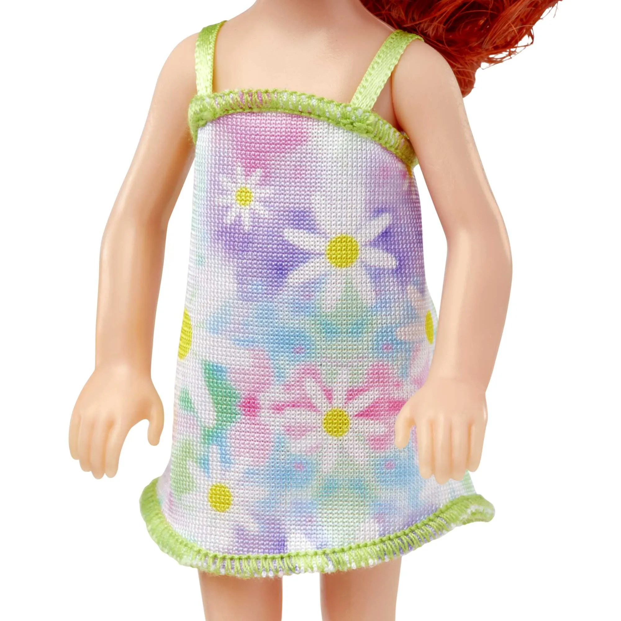 Barbie Chelsea Doll, Small Doll Wearing Removable Floral Dress With Red Hair & Green Eyes