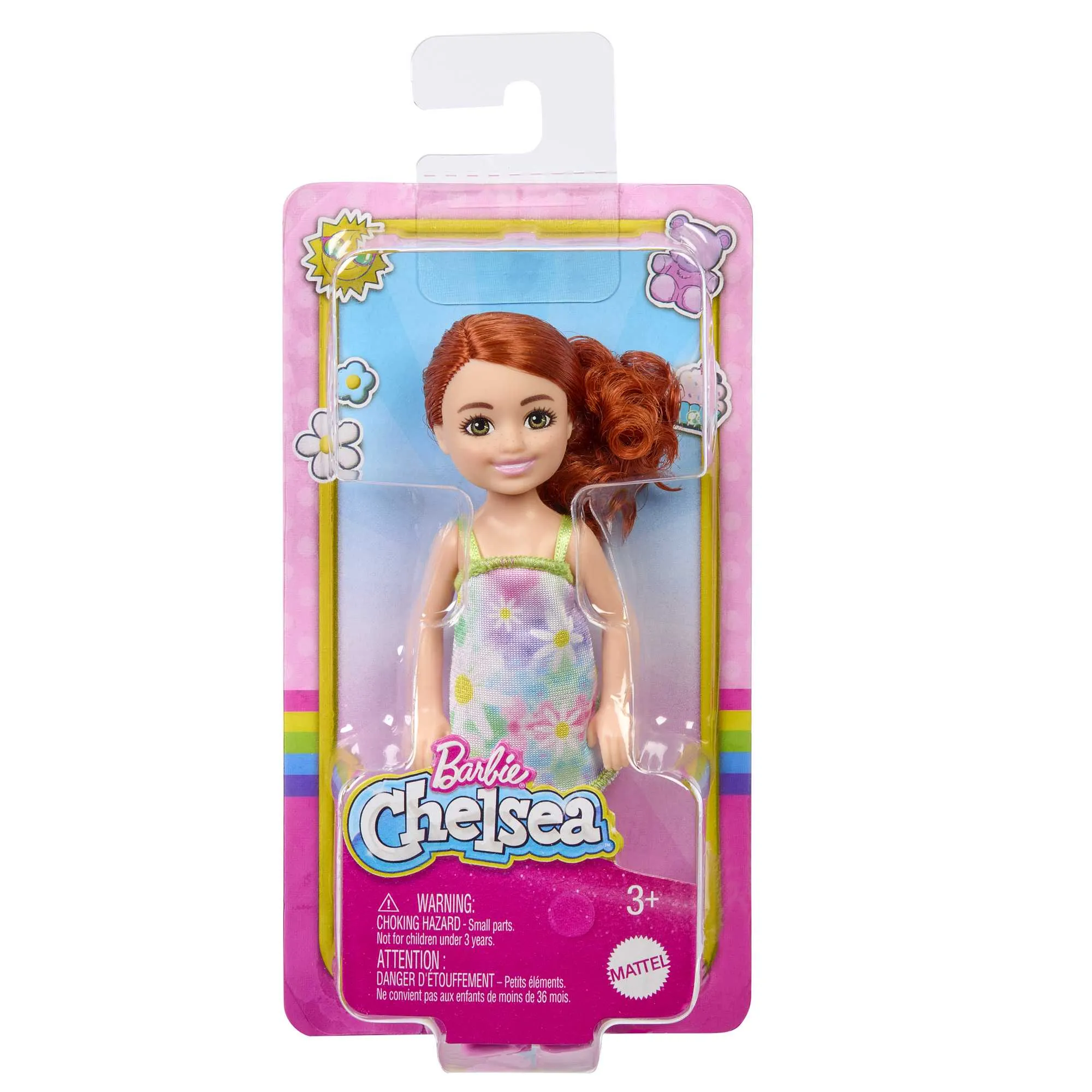 Barbie Chelsea Doll, Small Doll Wearing Removable Floral Dress With Red Hair & Green Eyes