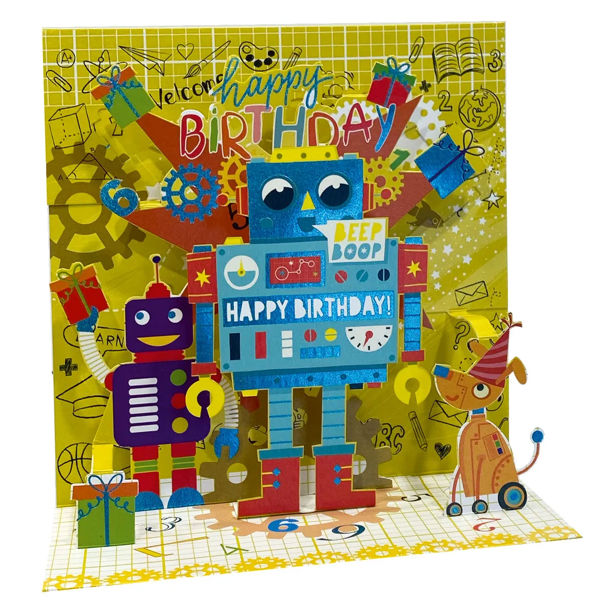 Birthday Robots Pop-up Large 3D Card