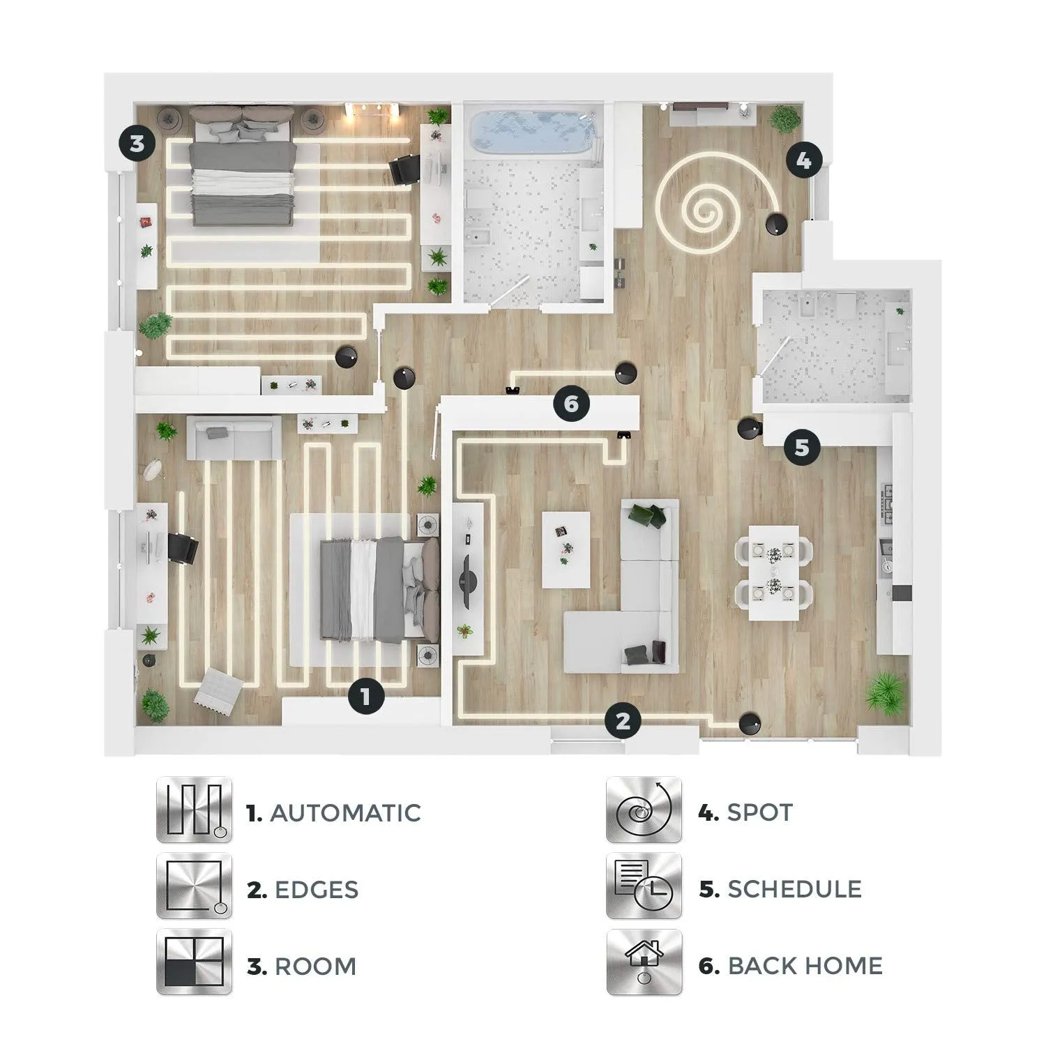 IKOHS NETBOT S15 - Robot Vacuum Cleaner, Wi-Fi, 1500Pa Max Suction, Self-Charging, Quiet, Auto Sweeper for Pet Hair, Carpets, Hard Floors, Included Remote Control, APP, Alexa, Google Home