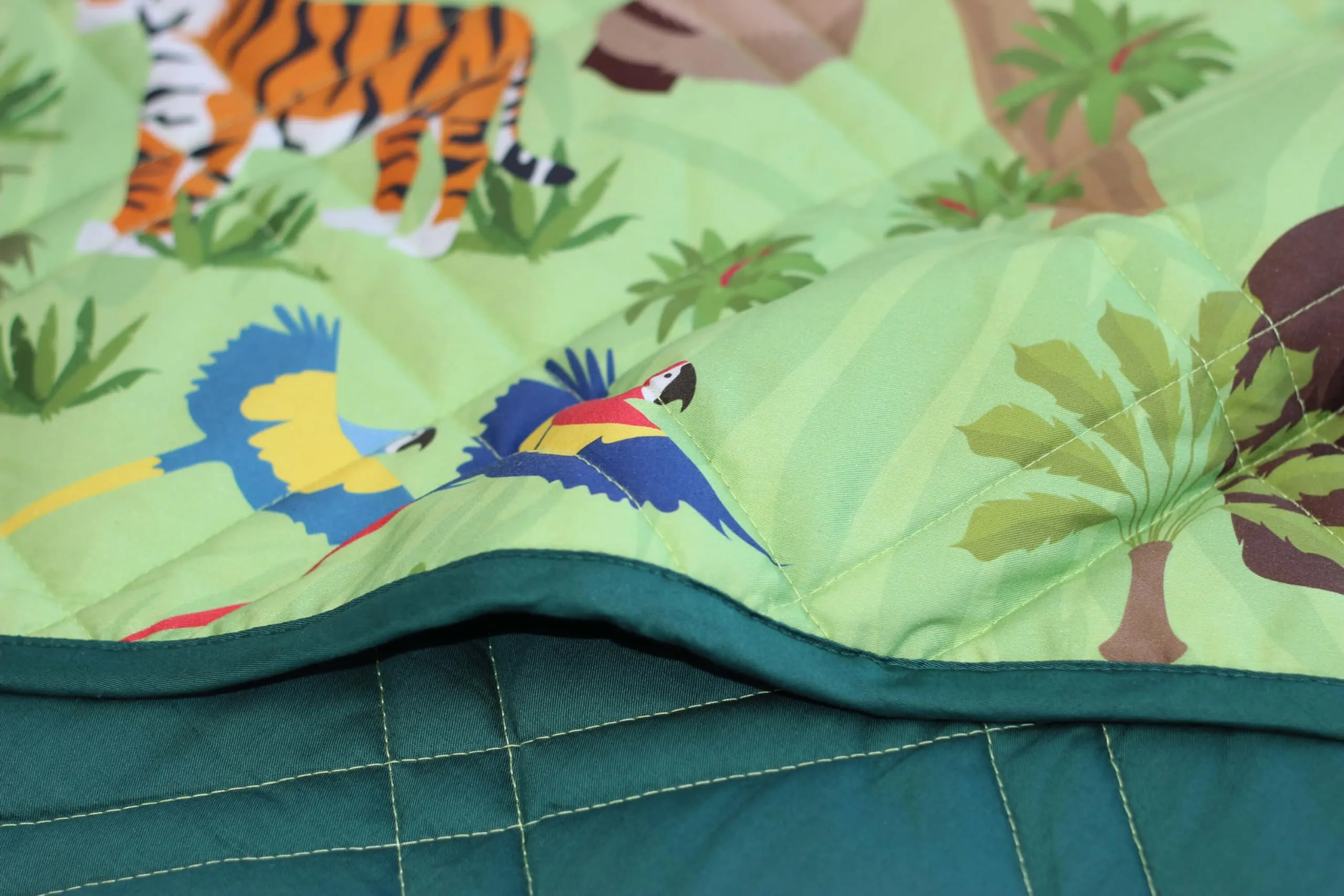 Kids Weighted Blanket 36x48 5 Lbs Green Jungle Animals Soft Cotton