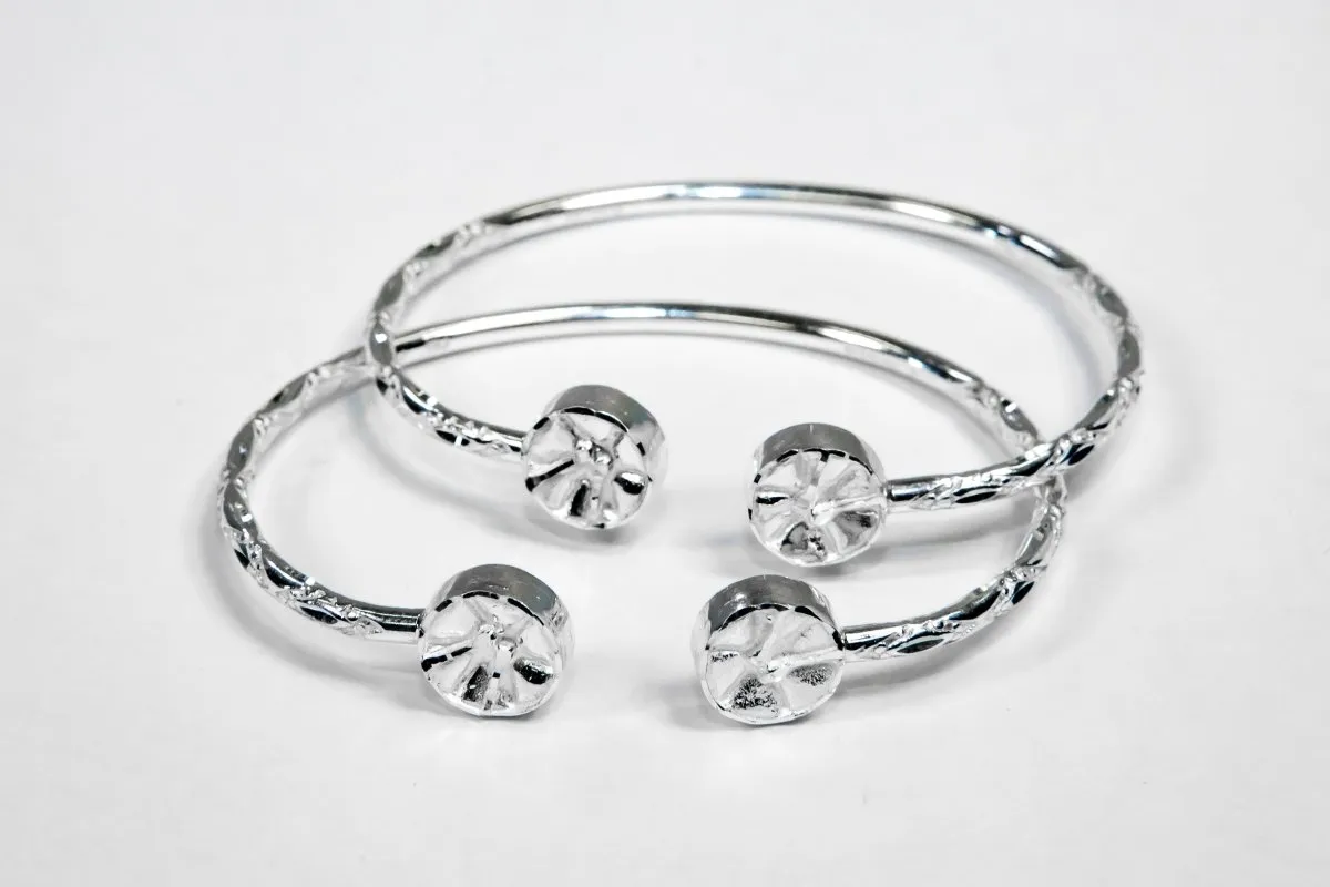 Light Steel Pan Bangle with Diamante Pattern  - SOLD INDIVIDUALLY