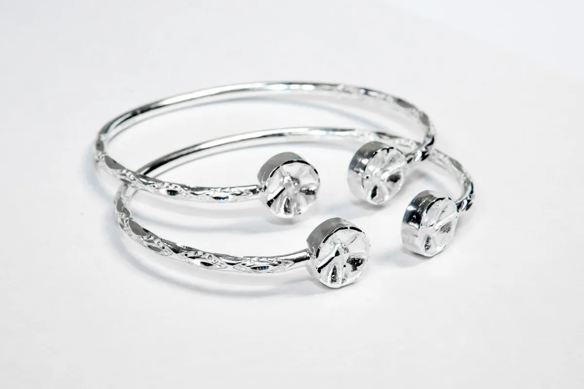 Light Steel Pan Bangle with Diamante Pattern  - SOLD INDIVIDUALLY