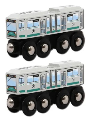 MBTA Green Line Wooden Toy Train PAIR