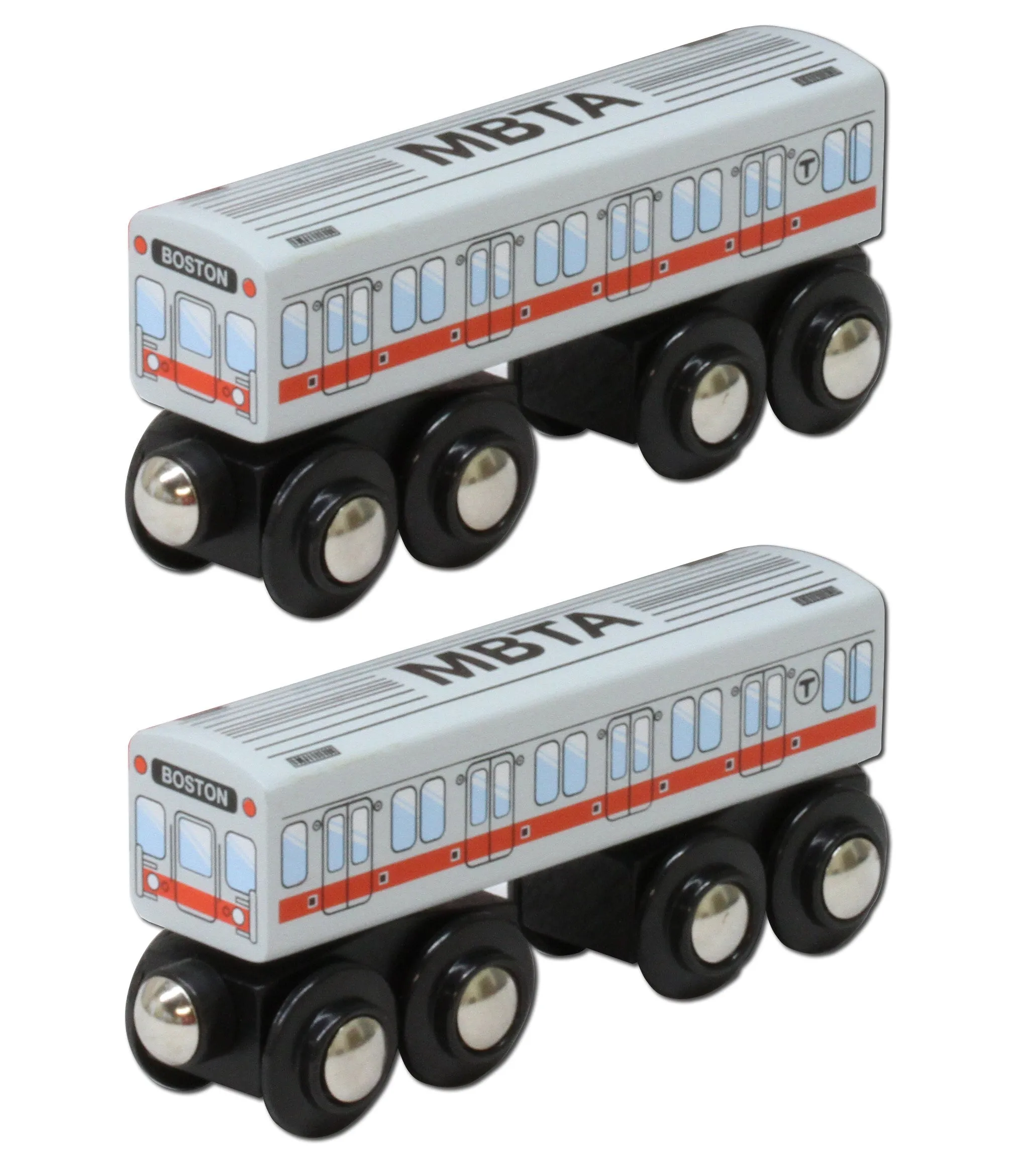 MBTA Red Line Wooden Toy Train PAIR