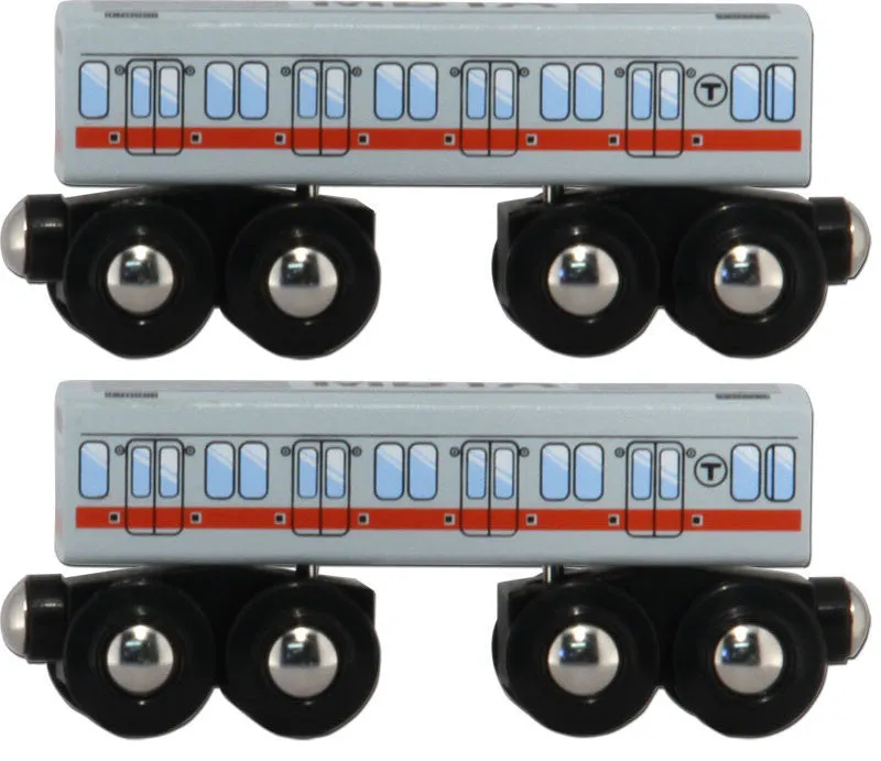 MBTA Red Line Wooden Toy Train PAIR