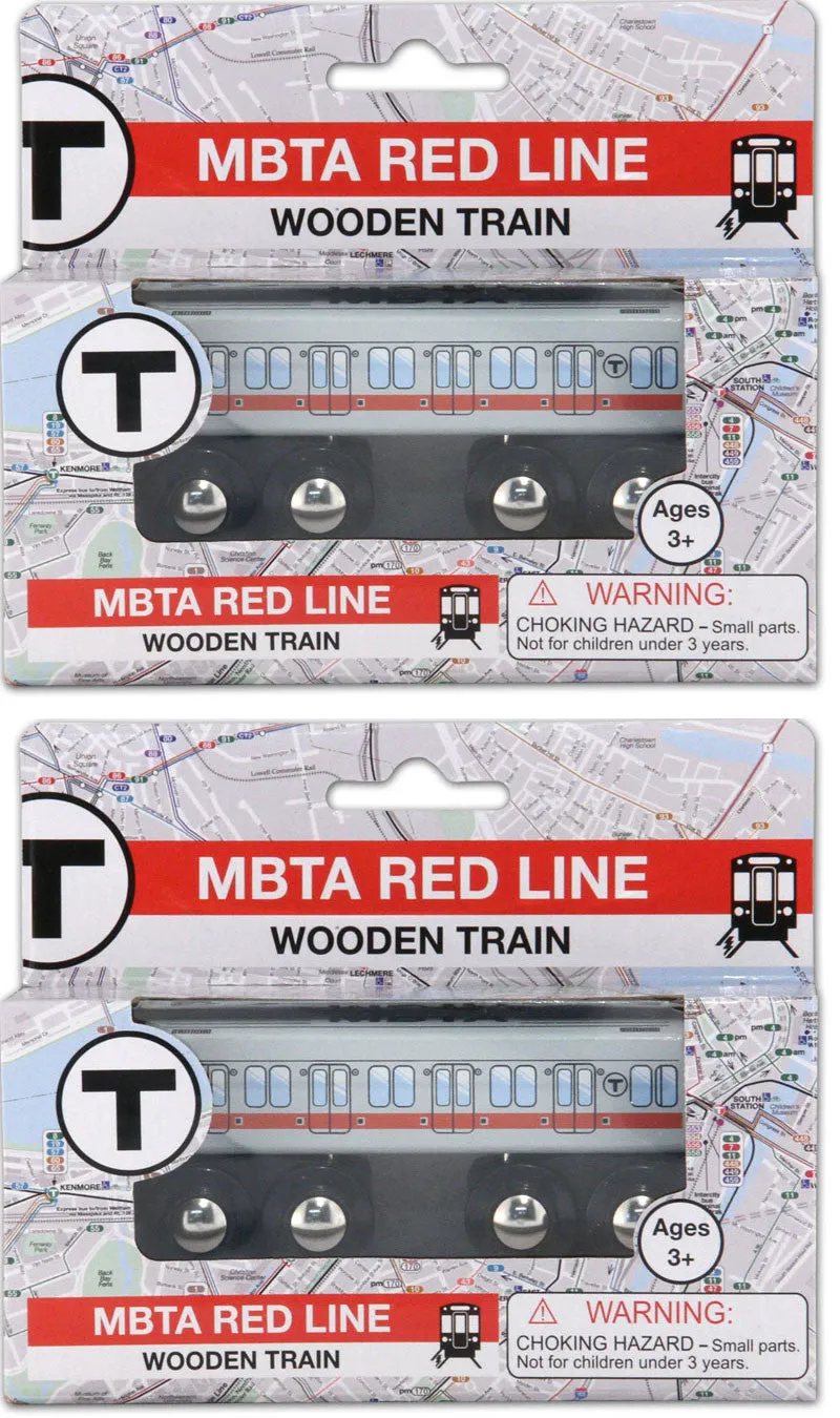 MBTA Red Line Wooden Toy Train PAIR