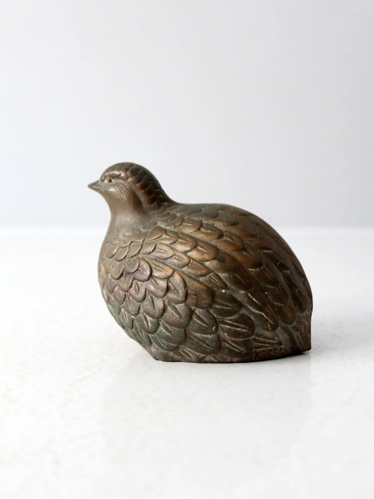 mid century brass partridge bird