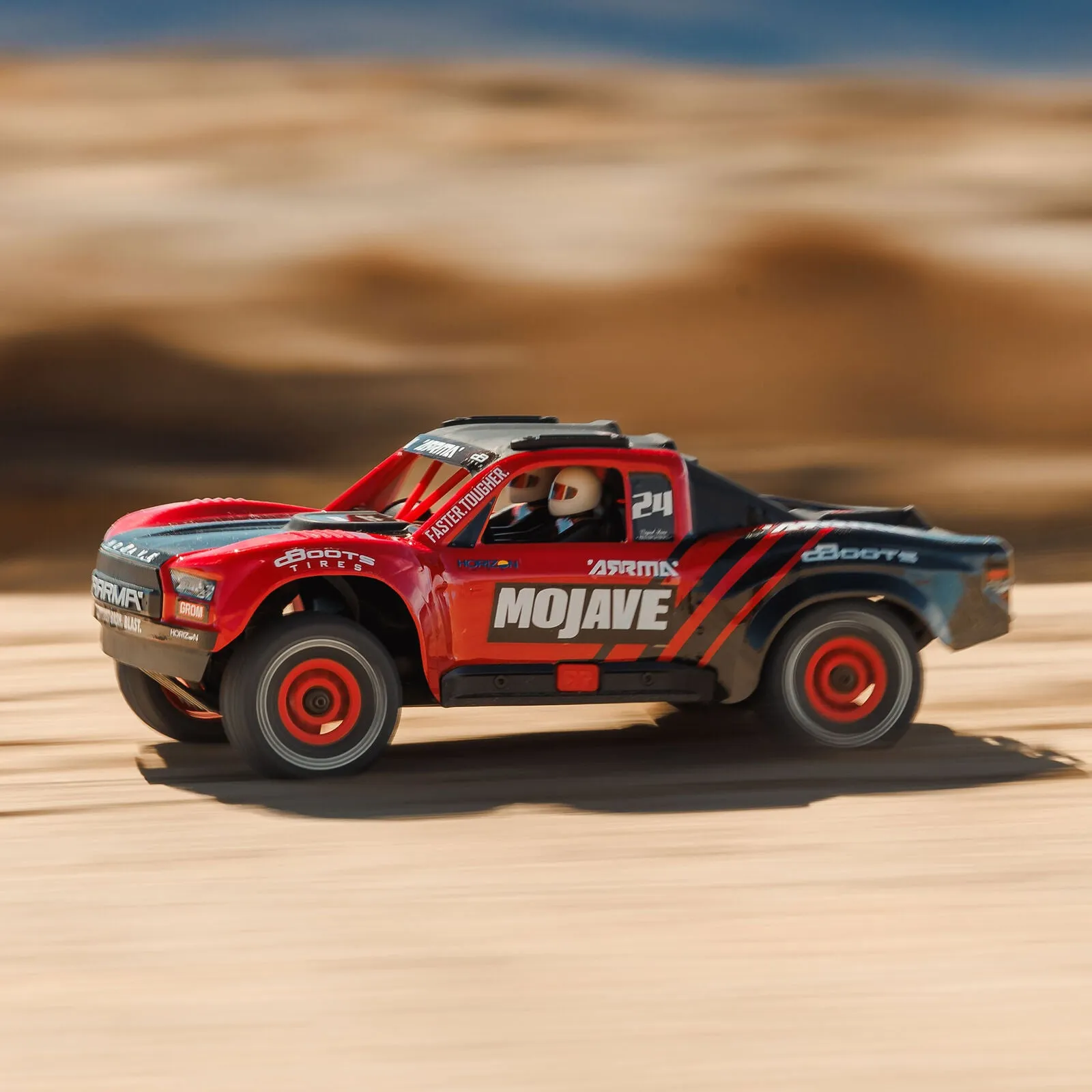 MOJAVE GROM MEGA 380 Brushed 4X4 Small Scale Desert Truck RTR with Battery & Charger, Red/Black