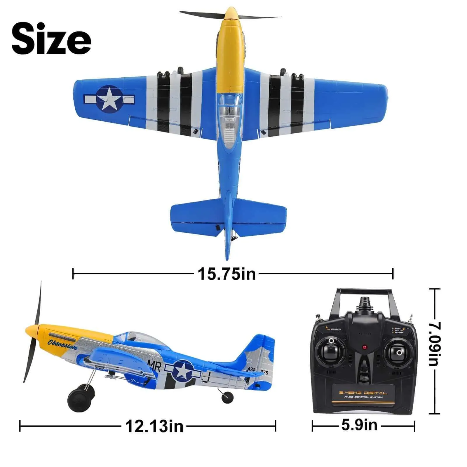 P51D Mustang EPP Warbird RC Glider - Durable, Beginner-Friendly