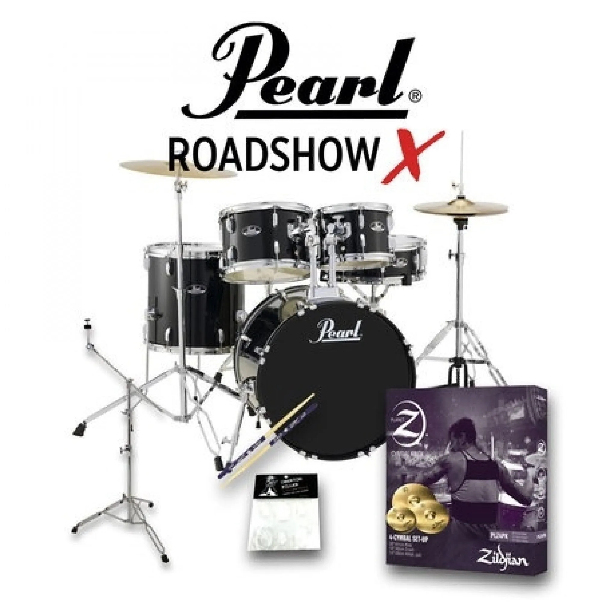 Pearl PDRS505B/C-31X Roadshow-X 20" Fusion Drum Kit Package in Jet Black