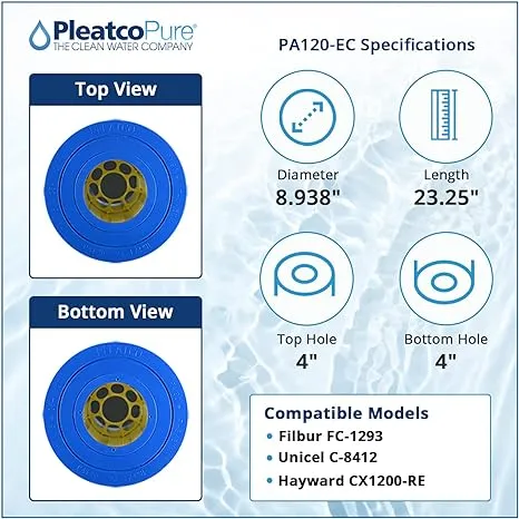 Pleatco PA120-EC Pool Filter Cartridge