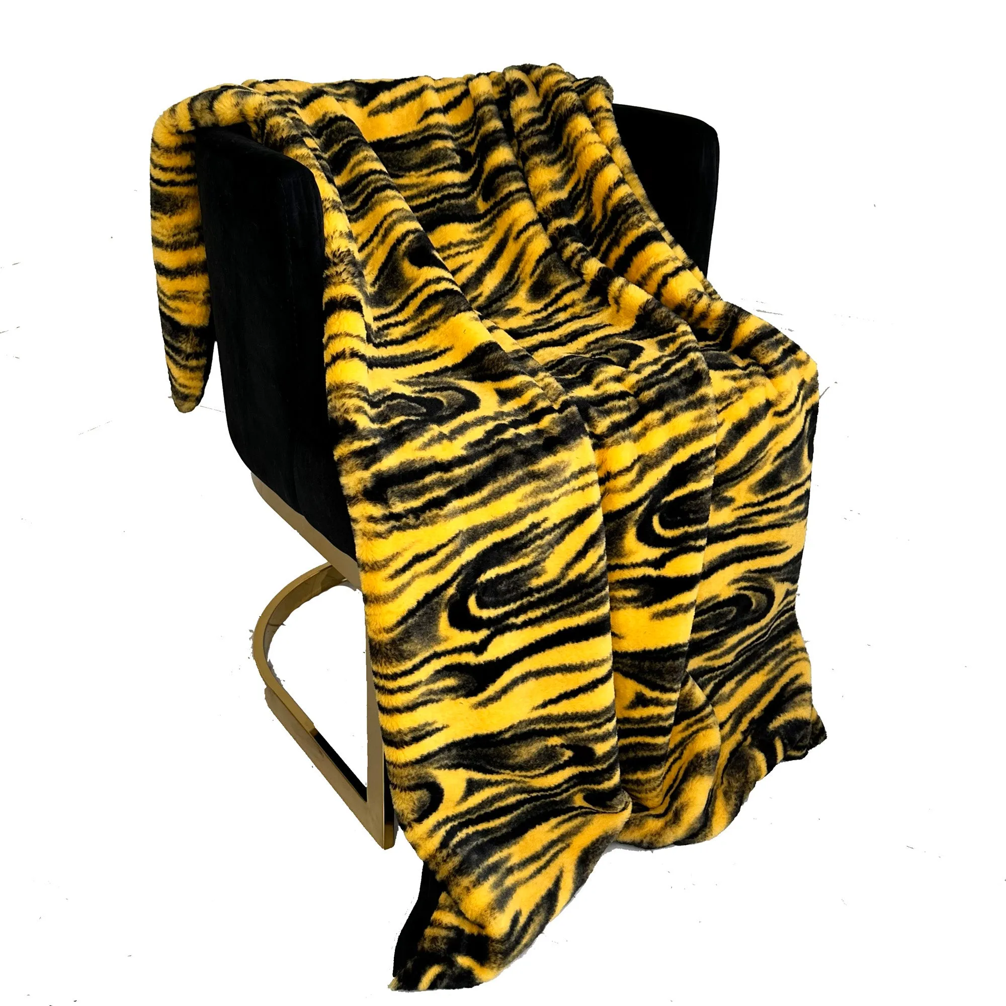 Plutus Yellow Galaxy Faux Fur Luxury Throw Blanket