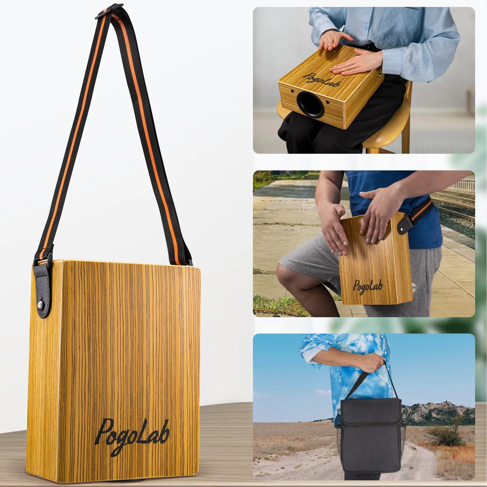 POGOLAB Portable Travel Cajon Drum Musical Hand Percussion