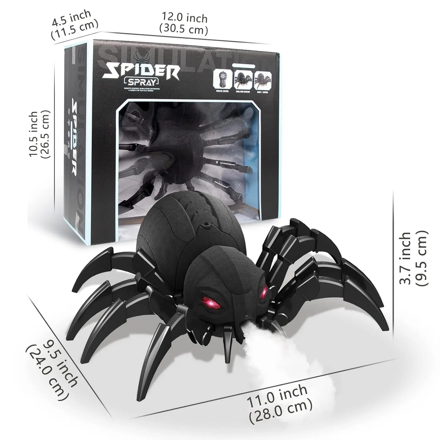 Realistic RC Spider Robot with LED Lights & Mist Spray