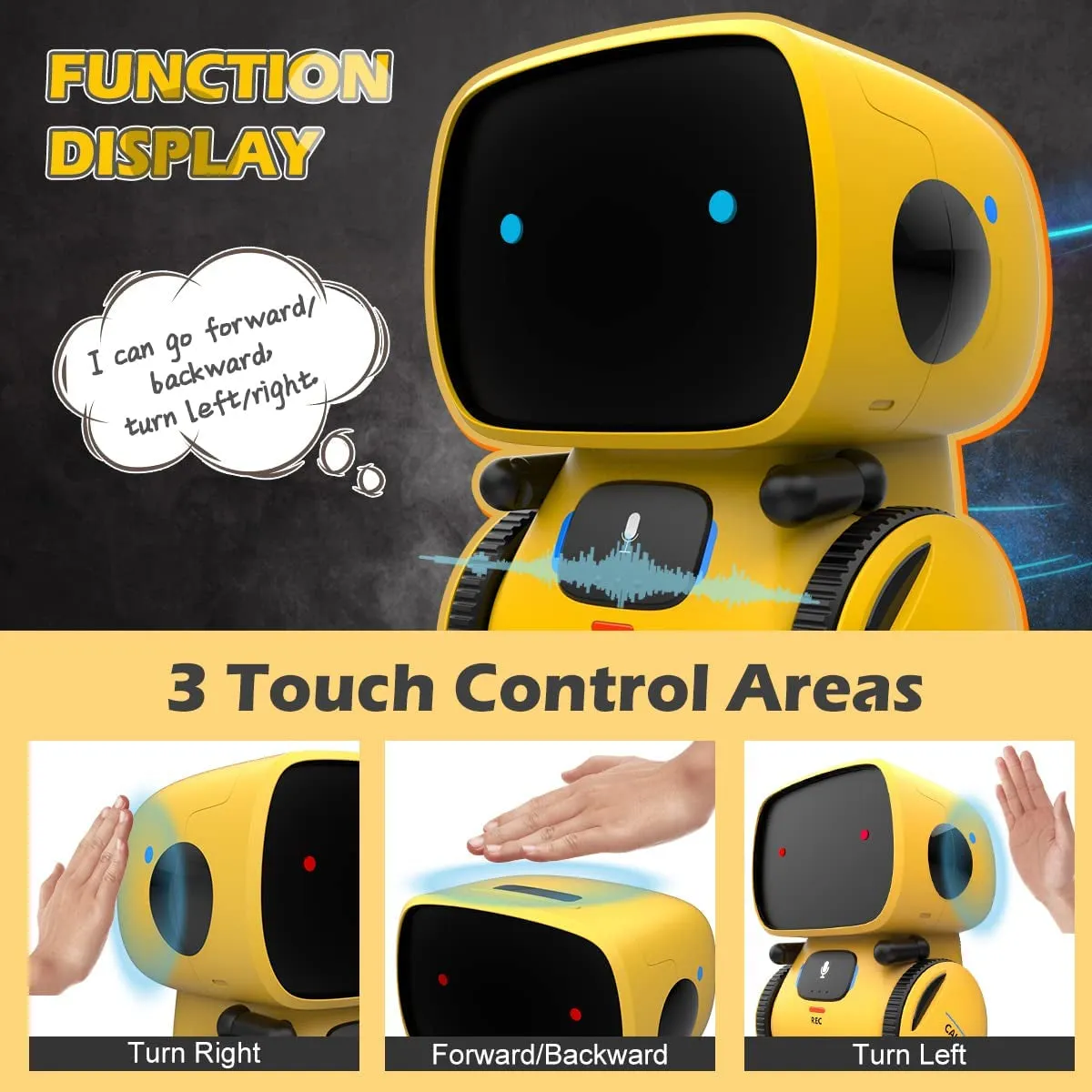 REMOKING Robot Toy for Kids,Stem Educational Robotics,Dance,Sing,Speak,Walk in Circle,Touch Sense,Voice Control, Your Children Fun Partners,Gift Toys for 3 4 5 6 7 Year Old Boys Girls (Yellow)