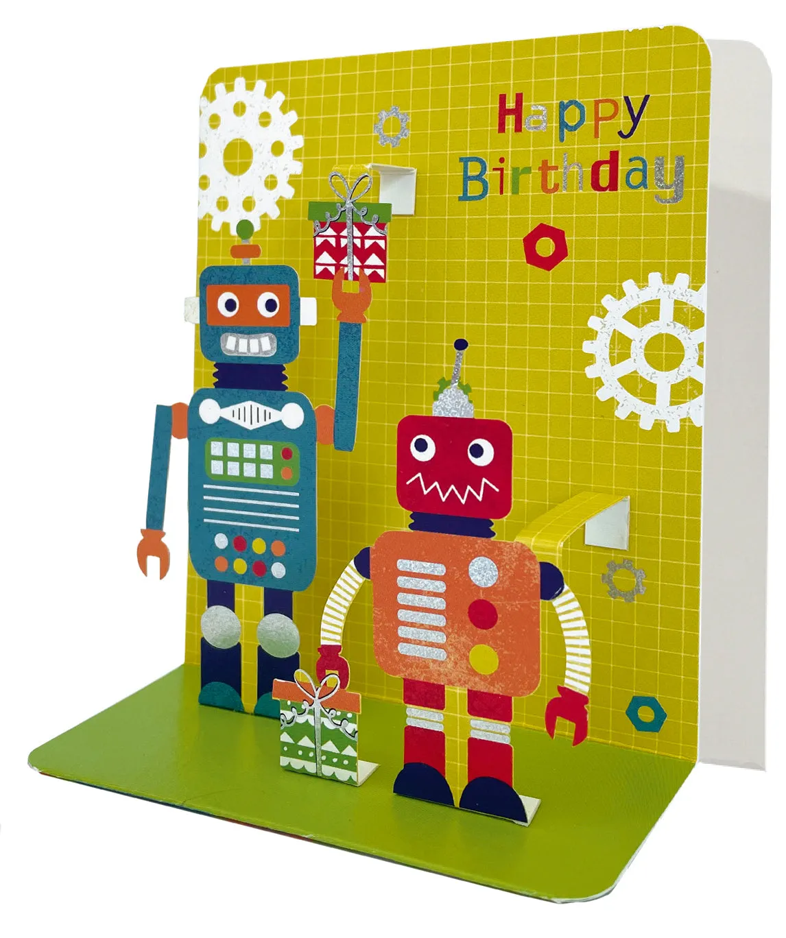 Robots Pop-up Small 3D ﻿Happy Birthday Card