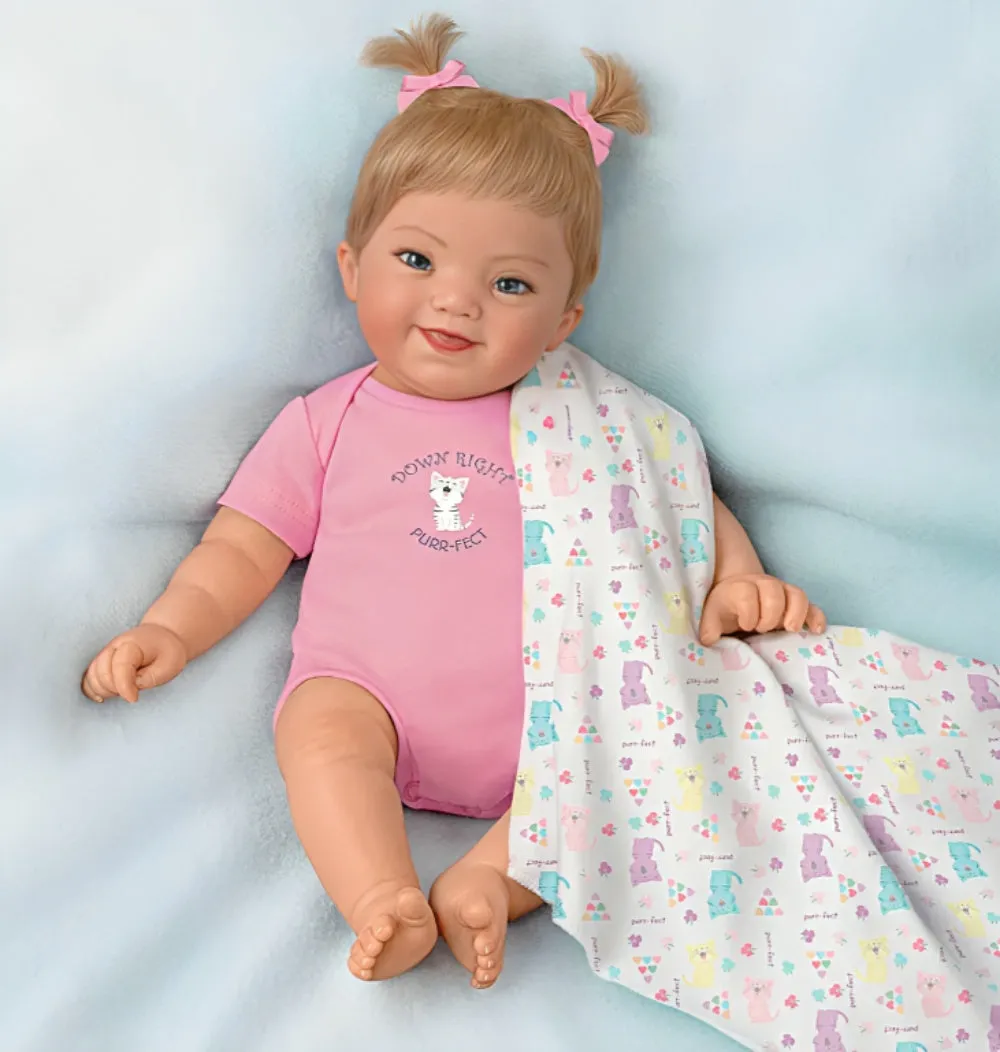 The Ashton - Drake Galleries Down Syndrome Awareness Lifelike Poseable Baby Girl Doll So Truly Real® Handcrafted of RealTouch® Vinyl with Weighted Cloth Body by Master Doll Artist Ping Lau 16"-inches