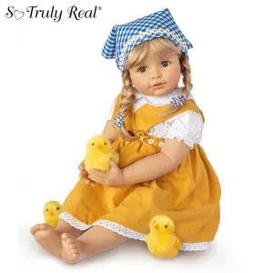 The Ashton - Drake Galleries "Emma With Chicks" Child Doll And Plush Chicks Set So Truly Real® Poseable & Handcrafted of RealTouch® Vinyl Child Doll by Monika Gerdes 24-inches