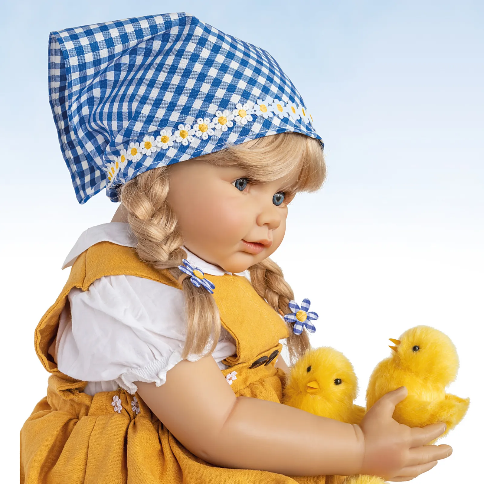 The Ashton - Drake Galleries "Emma With Chicks" Child Doll And Plush Chicks Set So Truly Real® Poseable & Handcrafted of RealTouch® Vinyl Child Doll by Monika Gerdes 24-inches