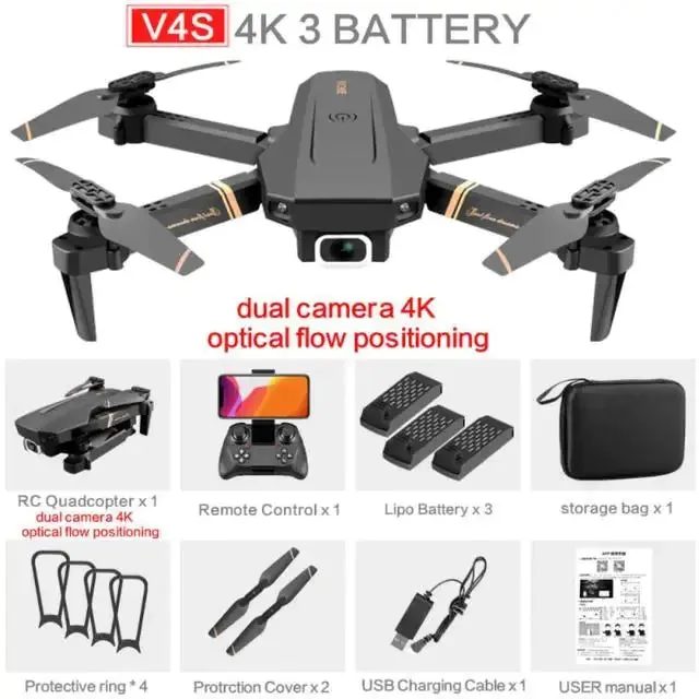 V4 RC Drone: 4K HD Camera, WiFi FPV