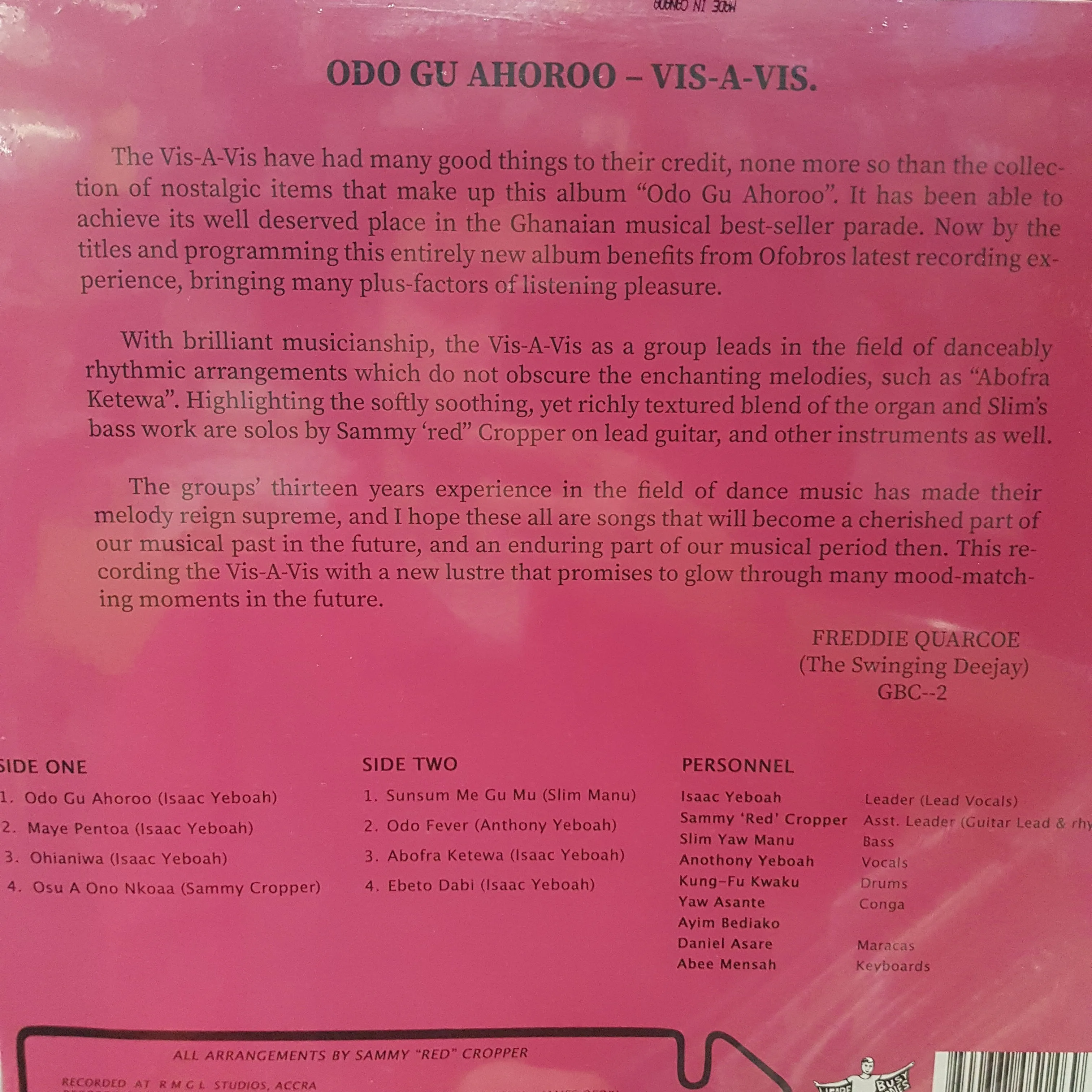 VIS-A-VIS - ODO GU AHOROO VINYL