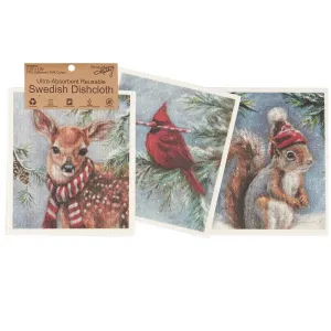 Winter Animals Swedish Dish Cloth Set 3