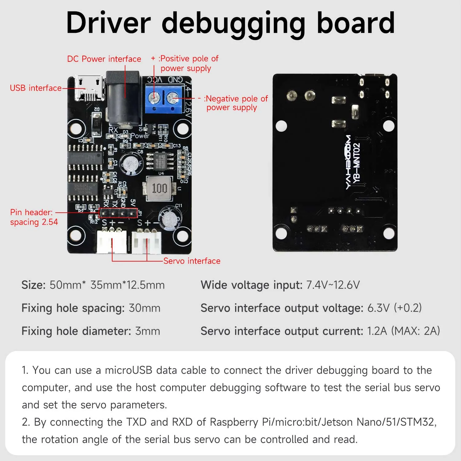 Yahboom 35KG serial bus smart servo and driver debugging board for Robotic Arm